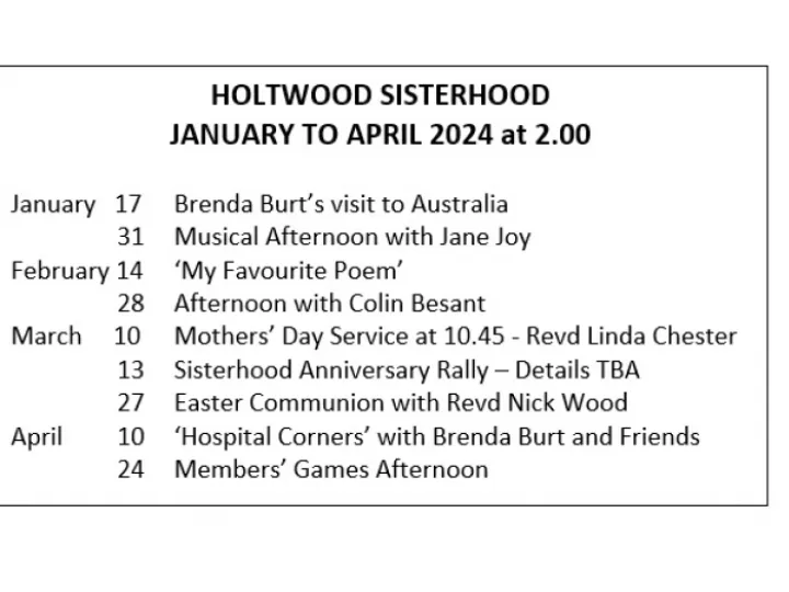 Sisterhood – January to April 2024