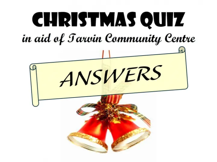 Christmas Quiz Poster For TCC &ndash; Answers