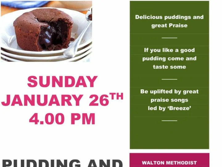 Pudding and Praise Poster January 26th 2025