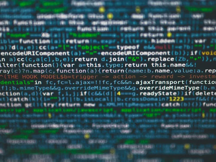 Detailed view of colorful programming code on a computer screen.
