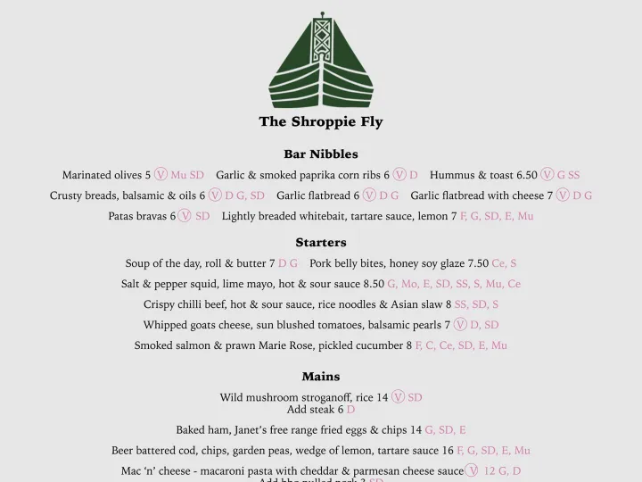 Shroppie Fly – Menu – July 2025 1