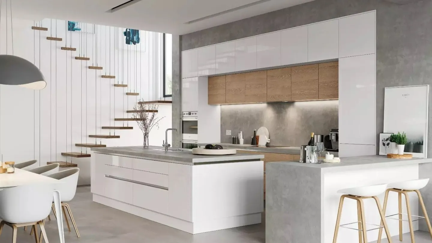 Alku White Gloss Open Plan Kit